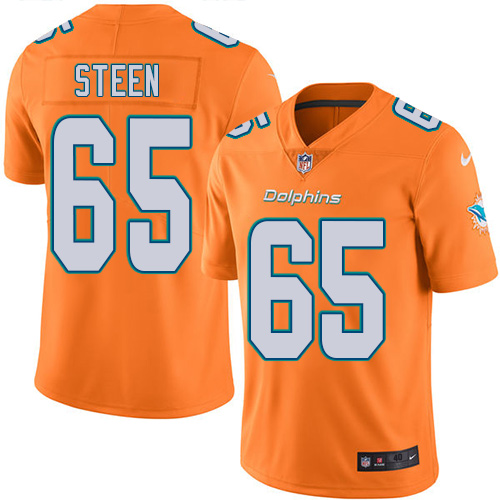 Men's Elite Anthony Steen Nike Jersey Orange - #65 Rush NFL Miami Dolphins